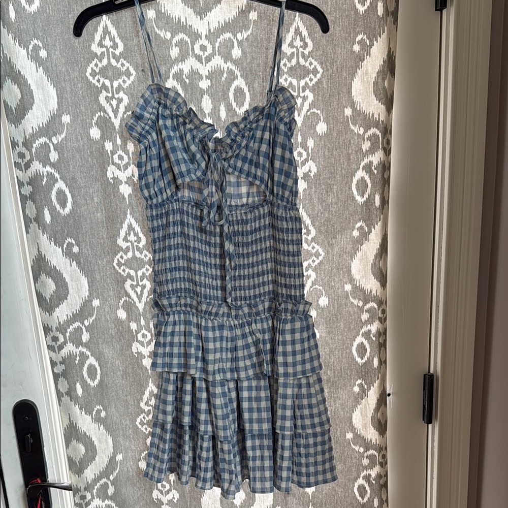 Remington Blue and White Ruched Tiered Sundress